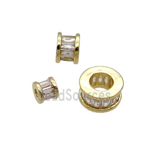 Copper Heishi Spacer Beads Pave Zircon Gold Plated