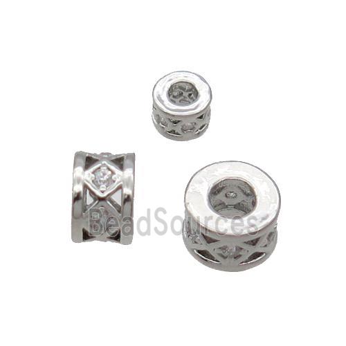 Copper Heishi Beads Pave Zircon Platinum Plated