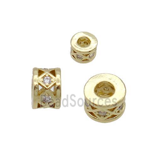 Copper Heishi Beads Pave Zircon Gold Plated