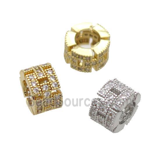 Copper Heishi Beads Pave Zircon Large Hole Mixed