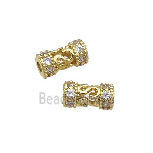 Copper Tube Beads Pave Zircon Gold Plated