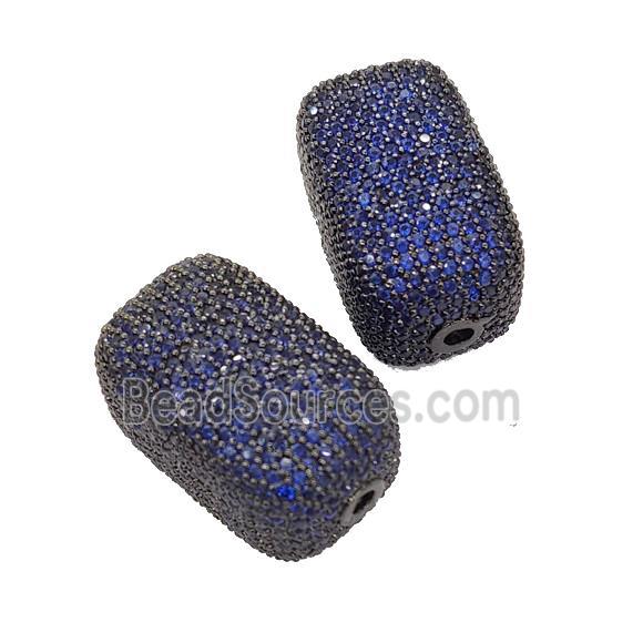 Copper Cuboid Beads Pave Blue Zircon Black Plated