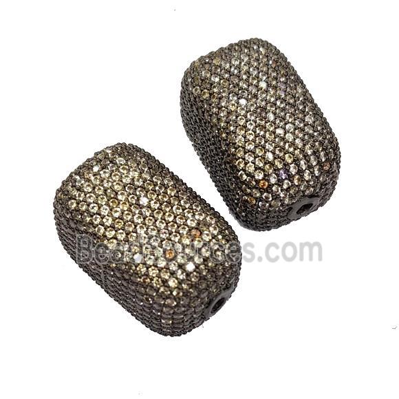 Copper Cuboid Beads Pave Champagne Zircon Black Plated