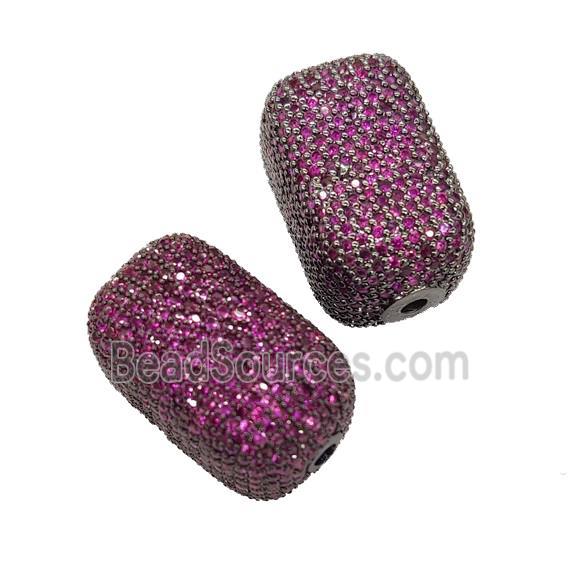 Copper Cuboid Beads Pave Hotpink Zircon Black Plated