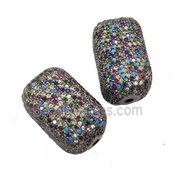 Copper Cuboid Beads Pave Mulitcolor Zircon Black Plated