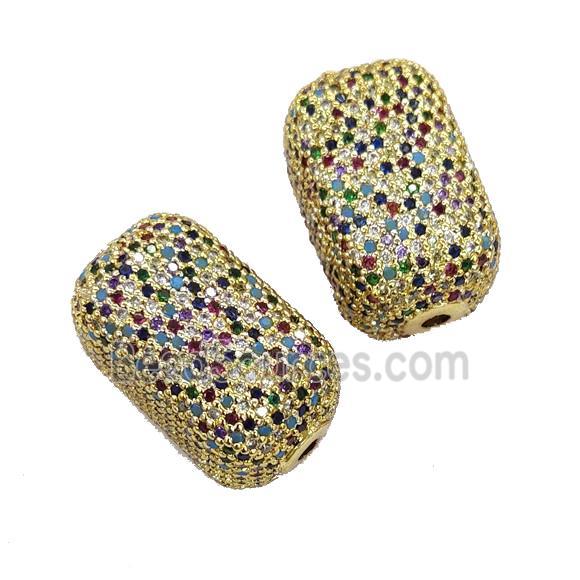 Copper Cuboid Beads Pave Multicolor Zircon Gold Plated