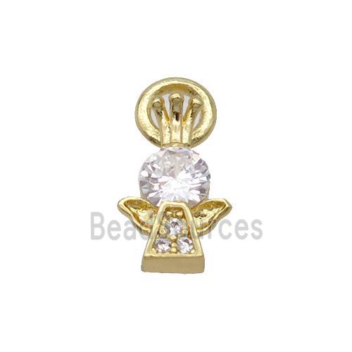 Copper Angel Pendant Pave Zircon Gold Plated