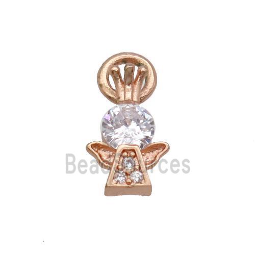 Copper Angel Pendant Pave Zircon Rose Gold