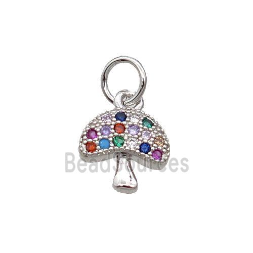 Copper Mushroom Pendant Pave Zircon Platinum Plated