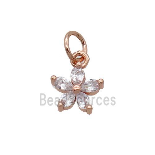 Copper Flower Pendant Pave Zircon Rose Gold