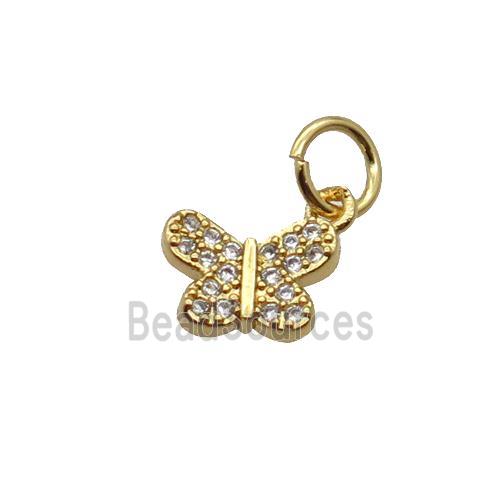 Copper Butterfly Pendant Pave Zircon Gold Plated