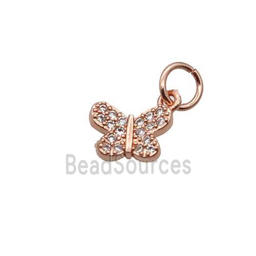 Copper Butterfly Pendant Pave Zircon Rose Gold