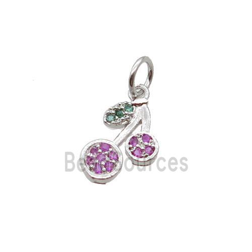 Copper Strawberry Pendant Pave Zircon Platinum Plated