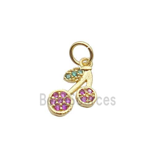 Copper Strawberry Pendant Pave Zircon Gold Plated