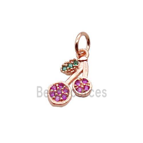 Copper Strawberry Pendant Pave Zircon Rose Gold