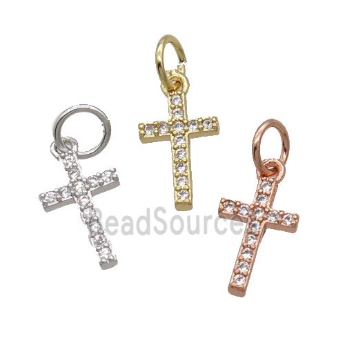 Copper Cross Pendant Pave Zircon Mix