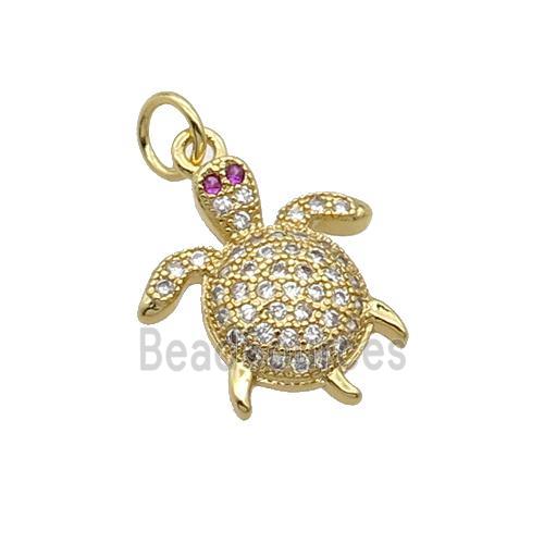 Copper Tortoise Pendant Pave Zircon Gold Plated