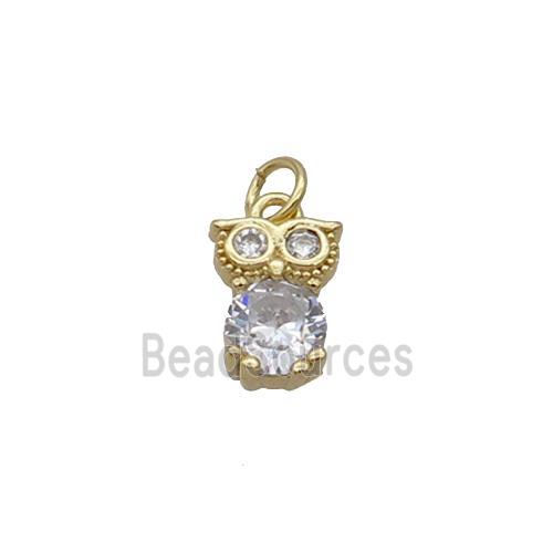 Copper Owl Pendant Pave Zircon Gold Plated