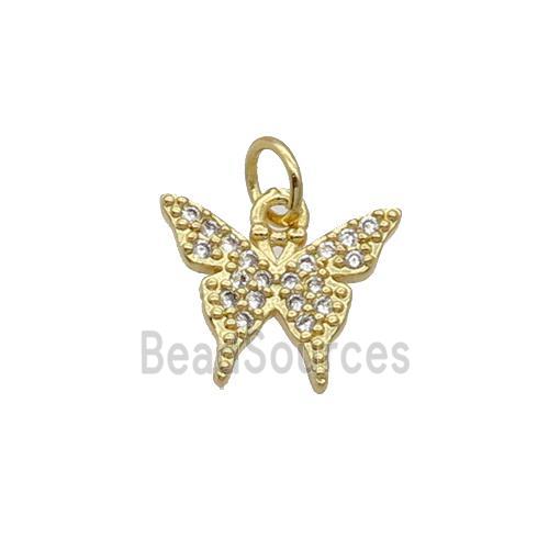 Copper Butterfly Pendant Pave Zircon Gold Plated