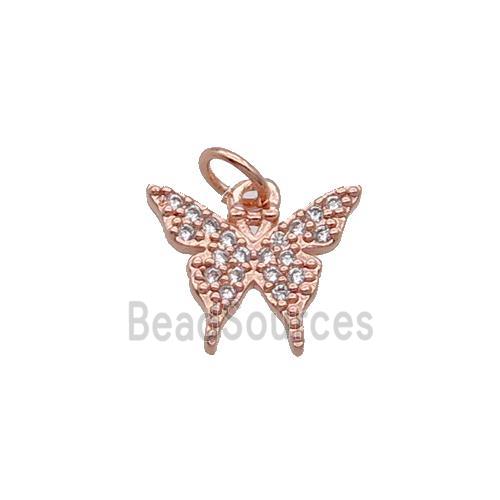 Copper Butterfly Pendant Pave Zircon Rose Gold