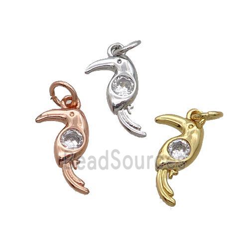 Copper Parrot Pendant Bird Pave Zircon Mixed