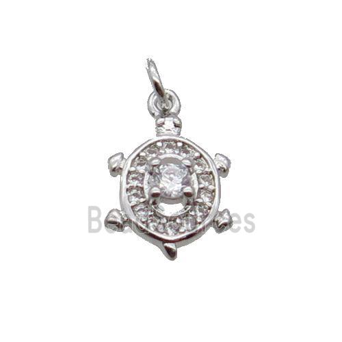 Copper Tortoise Pendant Pave Zircon Platinum Plated