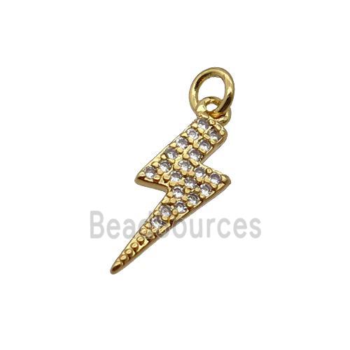 Copper Lightning Pendant Pave Zircon Gold Plated