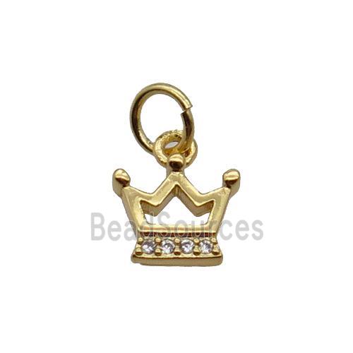 Copper Crown Pendant Pave Zircon Gold Plated