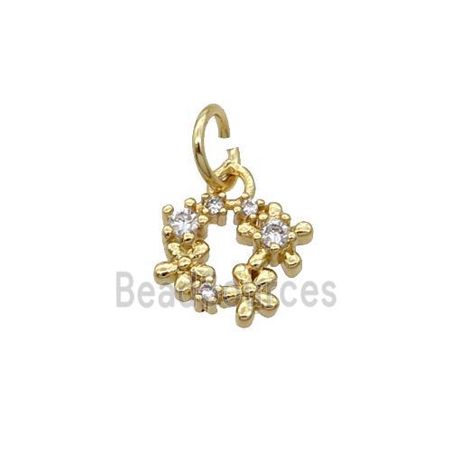 Copper Wreath Pendant Pave Zircon Gold Plated