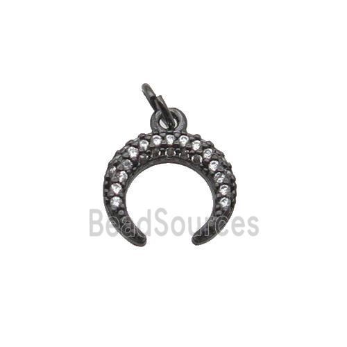 Copper Crescent Pendant Pave Zircon Moon Black Plated