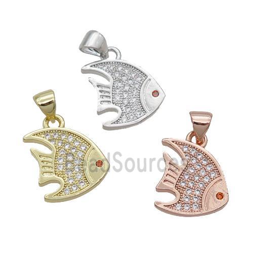 Copper Goldfish Pendant Pave Zircon Mixed