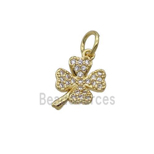 Copper Clover Pendant Pave Zircon Gold Plated