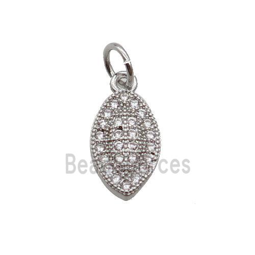 Copper Leaf Pendant Pave Zircon Platinum Plated