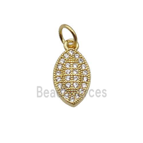 Copper Leaf Pendant Pave Zircon Gold Plated