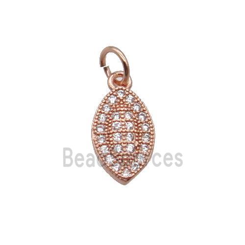 Copper Leaf Pendant Pave Zircon Rose Gold