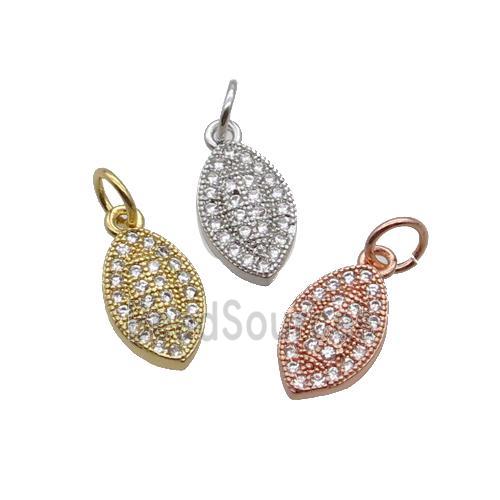 Copper Leaf Pendant Pave Zircon Mixed