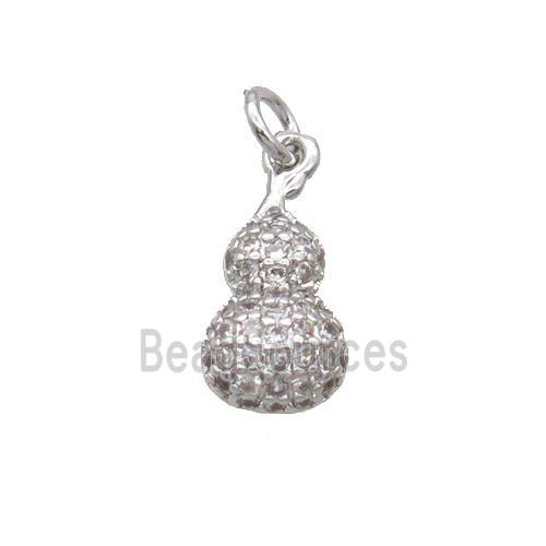 Copper Gourd Pendant Pave Zircon Platinum Plated