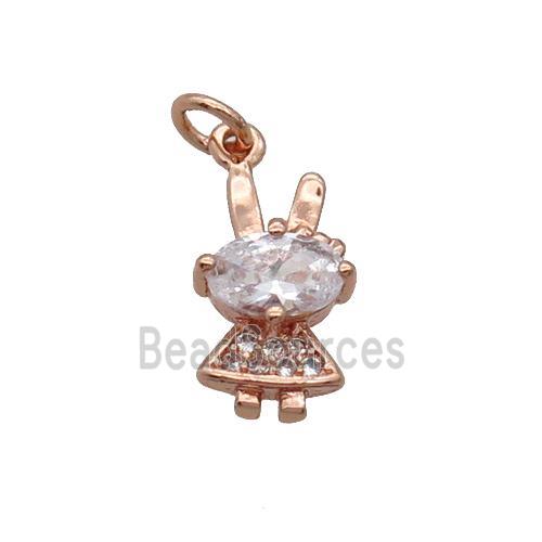 Copper Rabbit Pendant Pave Zircon Rose Gold