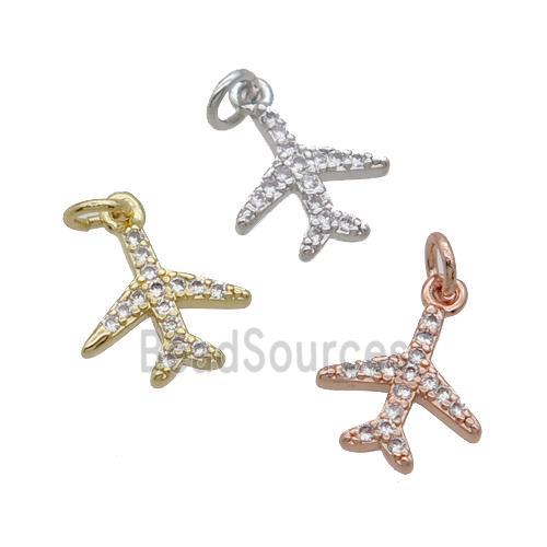 Copper Airplane Pendant Pave Zircon Mixed