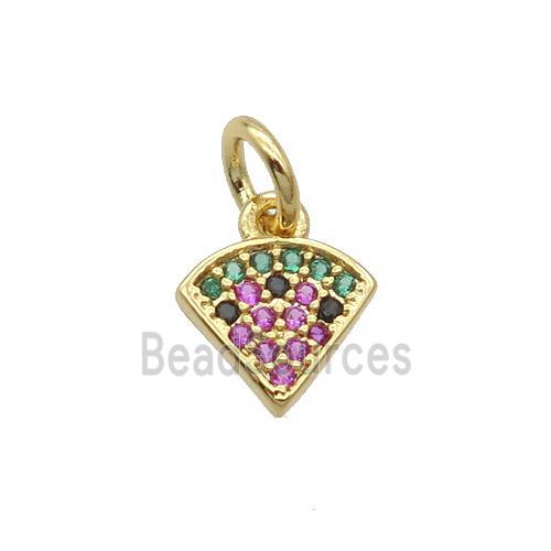 Copper Fan Pendant Pave Zircon Pizza Gold Plated