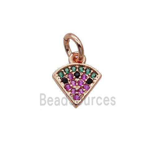 Copper Fan Pendant Pave Zircon Pizza Rose Gold