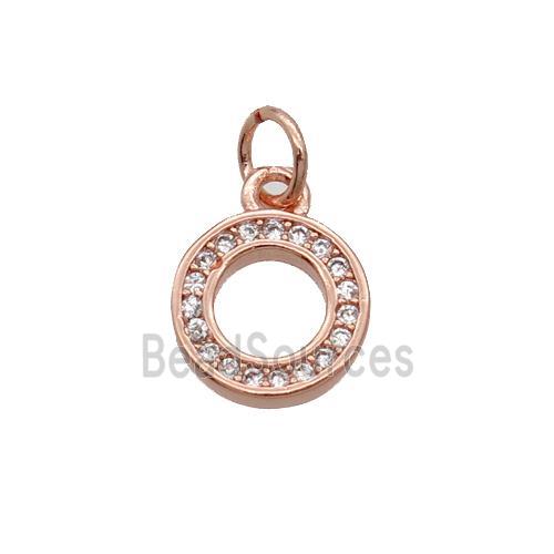 Copper Circle Pendant Pave Zircon Rose Gold