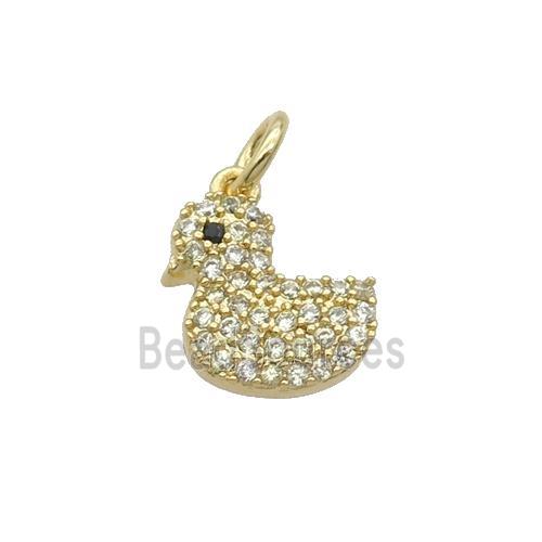 Copper Duck Pendant Pave Zircon Gold Plated