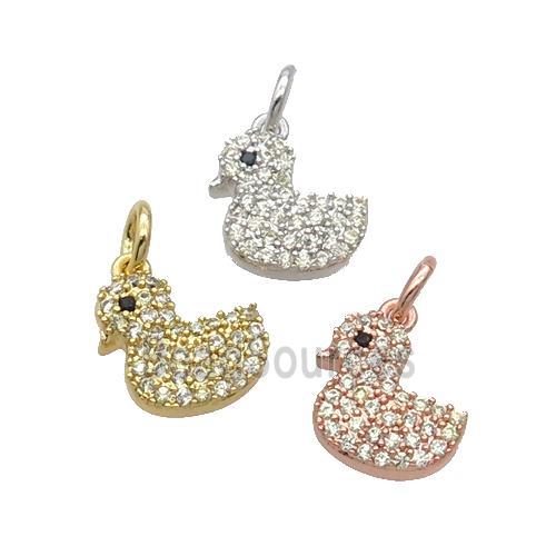 Copper Duck Pendant Pave Zircon Mixed