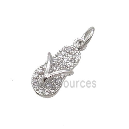 Copper Shoes Pendant Pave Zircon Platinum Plated