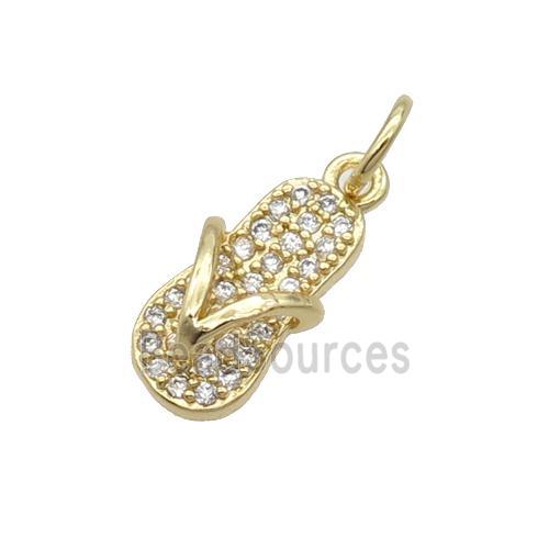 Copper Shoes Pendant Pave Zircon Gold Plated