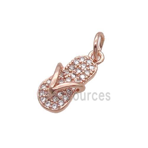 Copper Shoes Pendant Pave Zircon Rose Gold