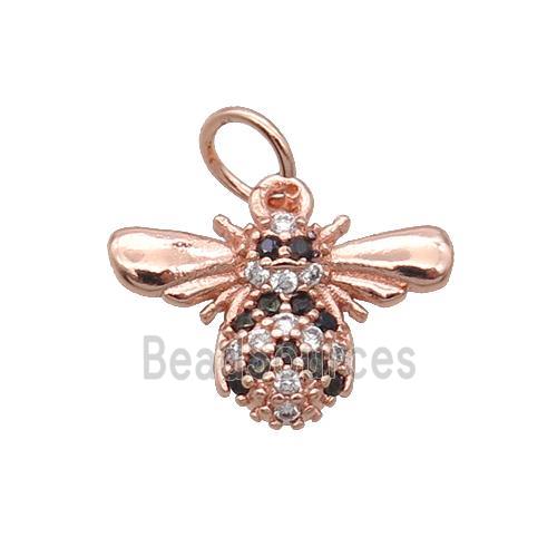 Copper Honeybee Pendant Pave Zircon Rose Gold