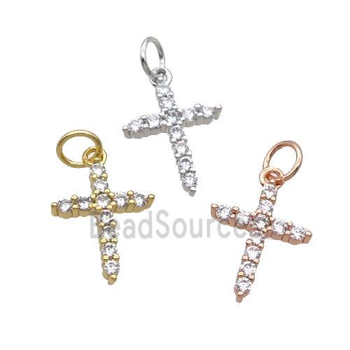 Copper Cross Pendant Pave Zircon Mixed