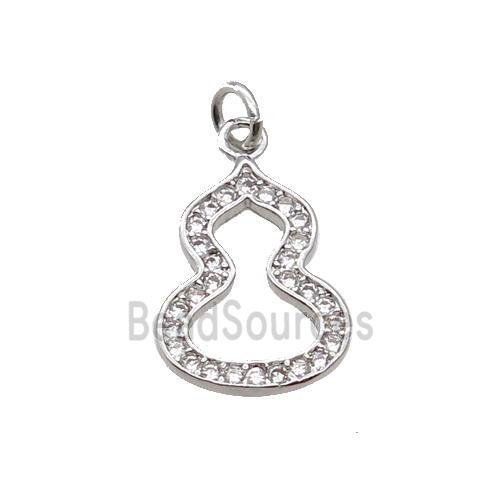 Copper Gourd Pendant Pave Zircon Platinum Plated